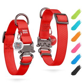 Waterproof Dog Collar Adjustable for Large Dogs Small and Medium Dogs Heavy Duty Collar with Durable Metal Clasp Red Color 10-16 inch Neck x 4/5 inch