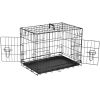 Dog Crate with Divider Panel,36 Inch Double Door Folding Metal Wire Dog Cage with Plastic Leak-Proof Pan Tray, Pet Kennel for Indoor