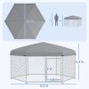 PawHut 6.9' x 6.1' x 4.9' Dog Kennel Outdoor Dog Run with Waterproof, UV Resistant Roof, Lockable Door, for Medium and Large-Sized Dogs, Silver