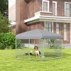 PawHut 6.9' x 6.1' x 4.9' Dog Kennel Outdoor Dog Run with Waterproof, UV Resistant Roof, Lockable Door, for Medium and Large-Sized Dogs, Silver