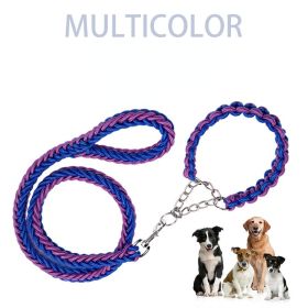 Eight-strand nylon braided dog collar leash dog chain impact blasting chain pet leash (Specification (L * W): M, colour: black)