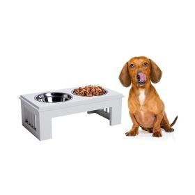 Height Small Puppy Dog Feeding Station for Messy Pets (Type: Pet supplies, Color: White)