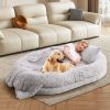 Washable Fluffy Human Dog Bed with Soft Blanket and Plump Pillow