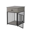 Dog Crate Furniture, Dog House, Decorative Dog Kennel with Drawer, Indoor Pet Crate End Table for Small Dog, Iron-Tube Dog Cage, Chew-Proof