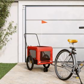 Pet Bike Trailer Orange and Black Oxford Fabric and Iron (Color: Orange)