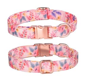 Sunflower pet collar cotton breathable dog collar pet supplies wholesale (colour: Floral blue, size: S width 1.5 adjustment 26-42cm)