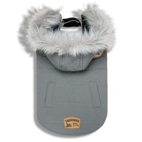 Touchdog 'Eskimo-Swag' Duck-Down Parka Dog Coat (Color: Grey, size: X-Large)