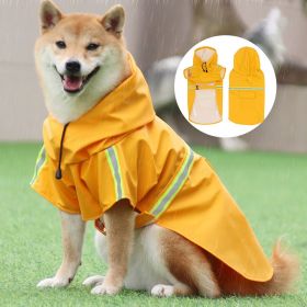 large and small dog raincoat cloak type reflective strip pet raincoat windproof rainproof dog hooded raincoat (colour: Yellow, size: L (3-5kg))